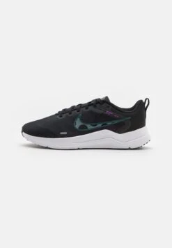 Nike Performance Downshifter 12 - Zapatillas De Running Neutras - Black/Light Silver/Faded Spruce/Fuchsia Dream/White